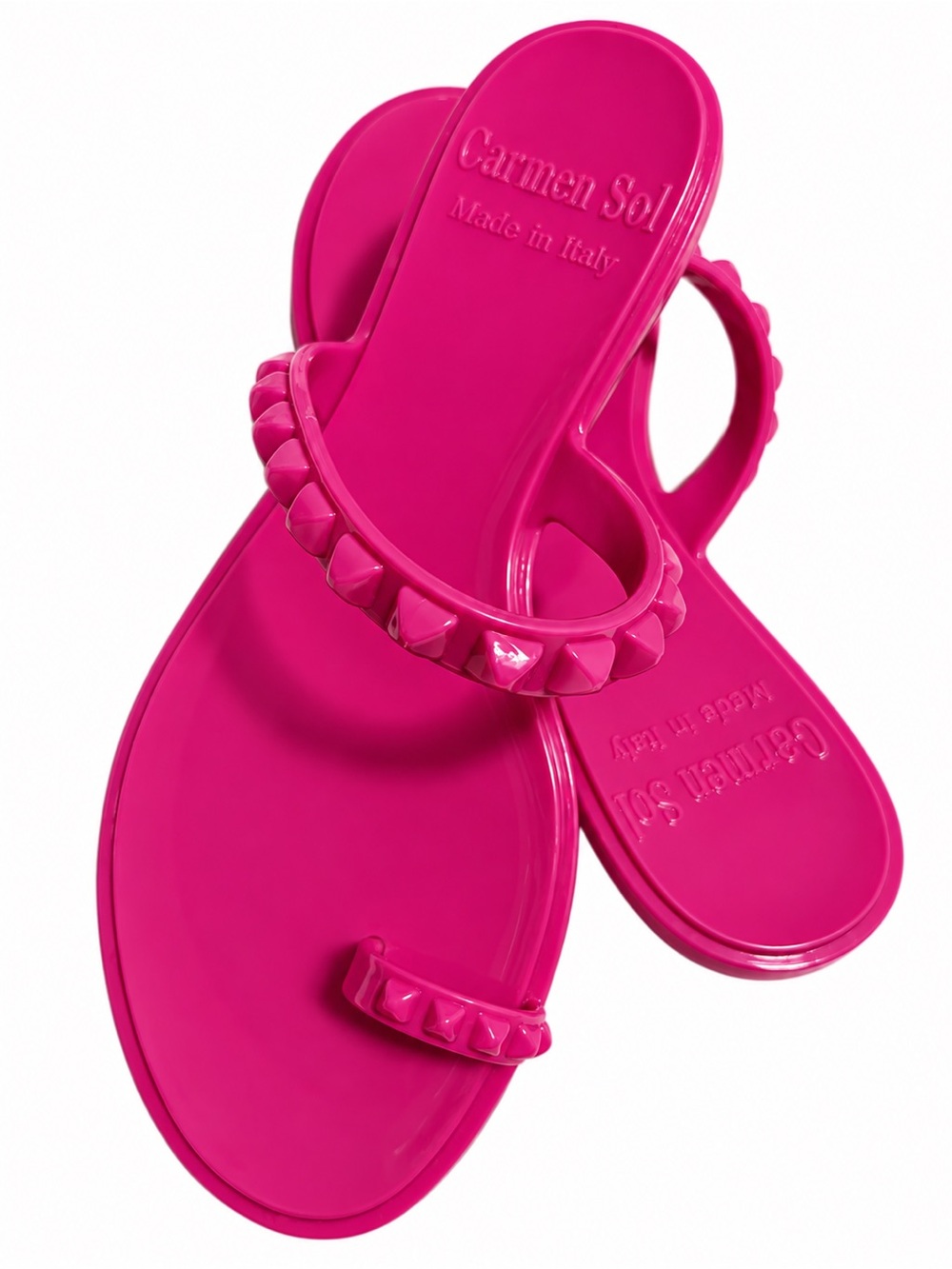 Carmen Sol Hot Pink Studded Jelly Sandals - Women